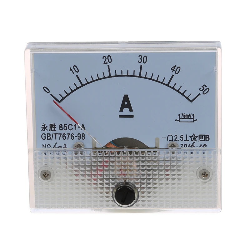 

1 Pcs DC 0-20V 85C1-V Class 2.5 Voltmeter Analog Volt Panel & 1 Pcs 85C1 DC 0-50A Rectangle Analog Panel Ammeter Gauge