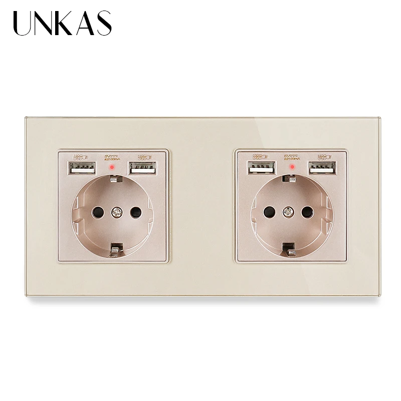 Французская розетка UNKAS европейского стандарта с двумя USB-портами + ТВ RJ11