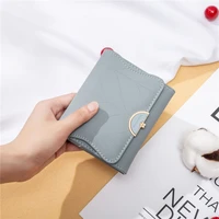 new fashion small three fold pu leather fresh coin wallet mini women purse brand female card holder