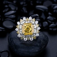 hyperbole 925 sterlijng silver yellow sona diamond flower rings for women luxury designer korea europe engagement ring party