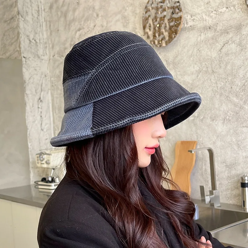 

Winter Bucket Hats for Women Trendy Corduroy Cotton Twill Bob Headwear Warm Fishing Hat Panama Female Outdoor Fisherman Hat Cap