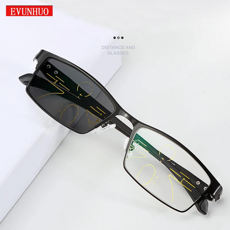 

EVUNHUO New Progressive multifocal transition sunglasses men's photochromic reading glasses dots for reader near Far sight 1.0-3
