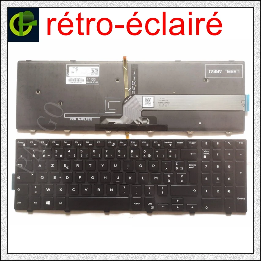 Французская клавиатура с подсветкой Azerty для DELL 490.00H07.0L01 SG 63310 XUA 63510 XAA PK1313G1A00 14092453411