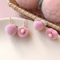 2021 trendy fruit jewelry pink peaches ear studs original design handmade women earring kawaii lovely style earrings