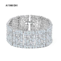 aiyanishi 18k gold filled 16mm tennis bracelets iced out sona diamond wedding bracelets for women created sapphire bracelets