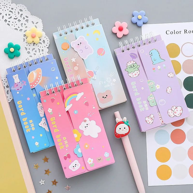 

Yisuremia 80 Sheets Kawaii Cute Loose-Leaf Vocabulary Word Book Pocket English Memory Study Notebook Japanese School Stationery