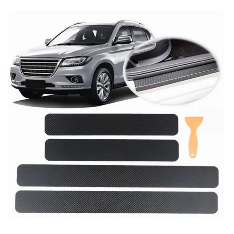 

4pcs/set for car 3D Carbon Fibre Reflective Front Rear Door Sill Protector Sticker anti Scratch Protective Film car Accessories