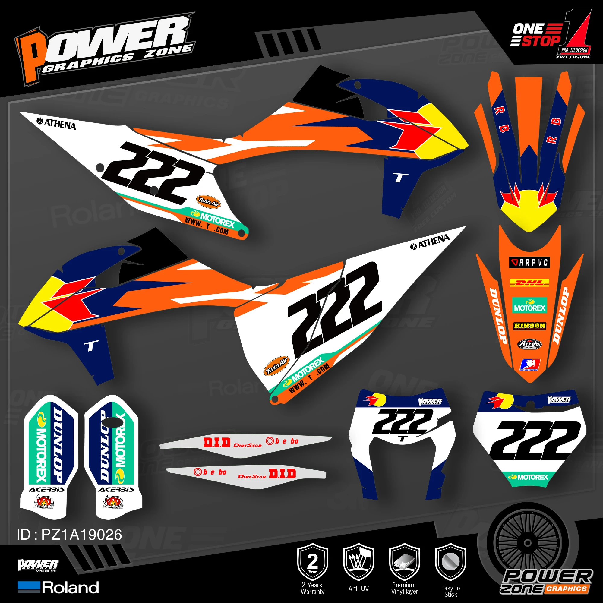 PowerZone Custom Team Graphics Backgrounds Decals Stickers Kit For KTM SX SXF MX 19-20 EXC XCW Enduro 20-N 125 to 500cc 26 | Автомобили и