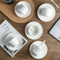 white bone china cup saucers nordic coffee mug set solid glass ceramic afternoon tea set office delicate breakfast cup dish