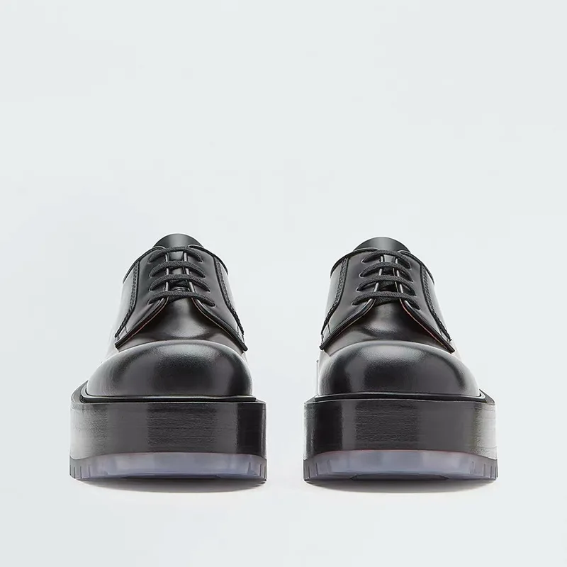 

Spring 2021 Ins British Style Leather Shoes Women's Platform Muffin Transparent Bottom Tassel Shoes platform shoes