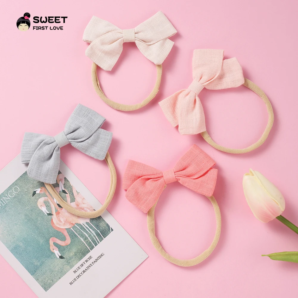 Новые большие нейлоновые повязки на голову с большим бантом для маленьких