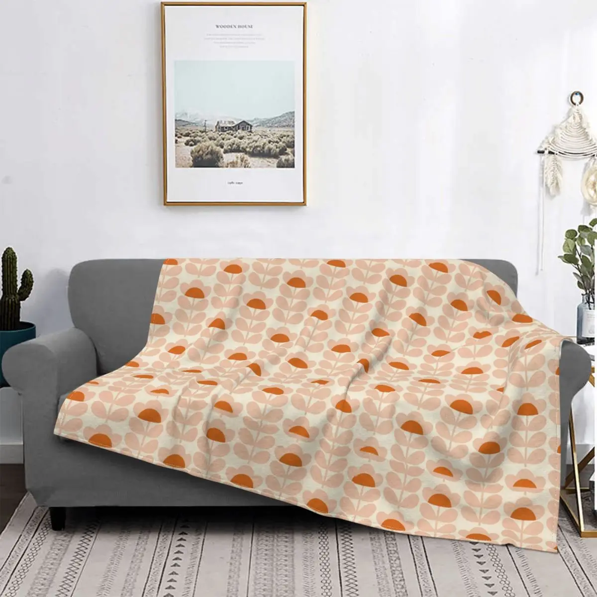 

Orla Kiely-mantas de franela de hojas de colores, manta ligera portátil para cama, colcha fina de felpa de viaje