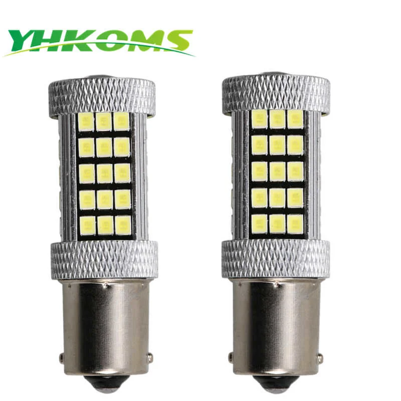 

YHKOMS 1156 1157 BA15S BA15D LED Car Brake Light Auto Tail Lamp 63 LED 2835 SMD DRL Daytime Running Light 6500K White Light