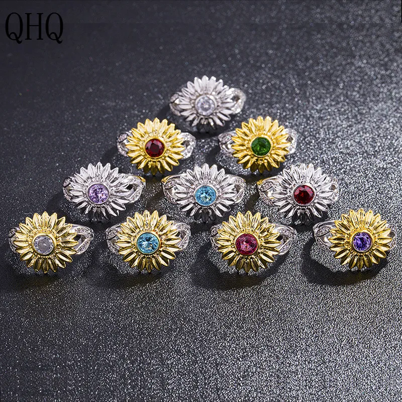 QHQ flower zirconia finger ring jewelry accessories wedding rings diamond pearl natural stone crystal gifts jewellery bohemia | Украшения и
