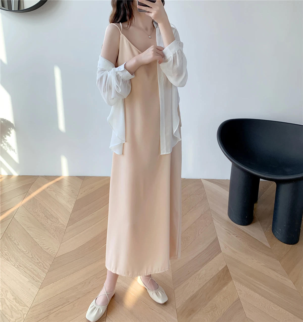 

summer new suspender Solid color dress sexy sleeveless length foreign trade casual skirt