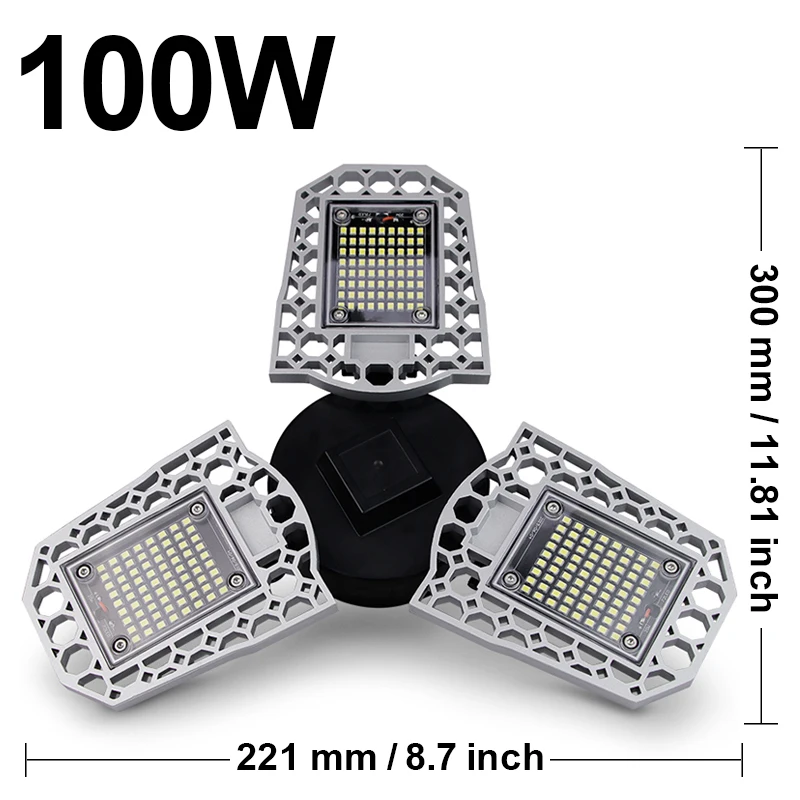 100W 100W 80W 60W E27 LED Lamp 110V 220V LED Bulb Deformable High Power Light For Warehouse Factory Garage Basement Gym - Испускаемый цвет: 100W
