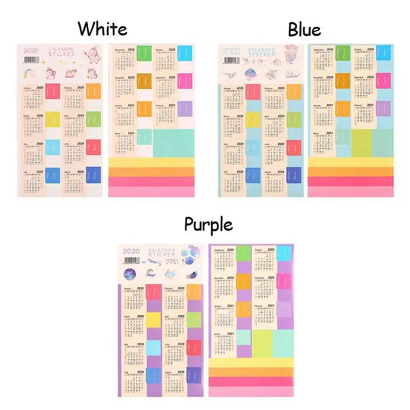 5 шт. красочная Бумага васи 2021 год календарь индекс наклейка ежемесячный