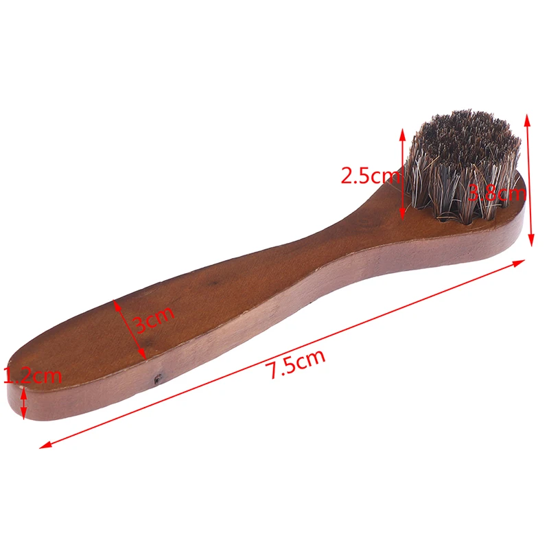

New 7.5cm Long Wood Handle Bristle Horse Hair Brush Shoe Polish Shine Cleaning Supplies Dropshipping