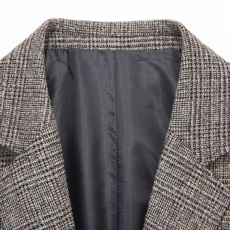 

Casual Suit Men's Autumn and Winter New Middle Aged Men's Business Plaid Blazer Father's Suit