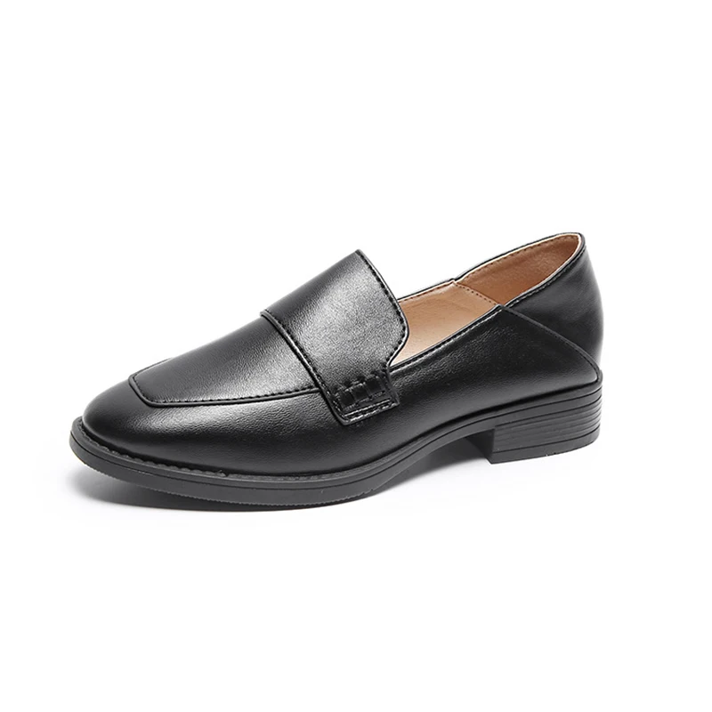 Квадратный носок туфли оксфорды Женская обувь на плоской подошве однотонные 2