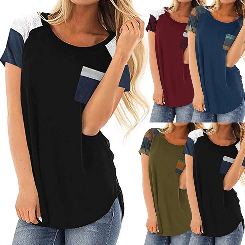 Женская Летняя Повседневная Базовая футболка с коротким рукавом и