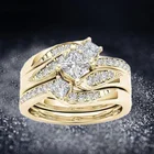 3 шт.компл. модные блестящие циркониевые инкрустированные золотого цвета Свадебные обручальные кольца набор ювелирных изделий