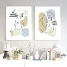Скандинавские простые настенные картины, рисунок на холсте, линия, лицо, цветок, абстрактная картина, плакаты в скандинавском стиле и принты для гостиной, без рамки