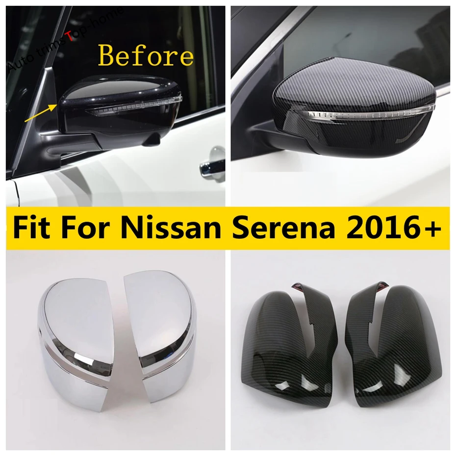 

Yimaautotrims Rearview Mirror Caps Decoration Cover Trim ABS Chrome / Carbon Fiber Look Exterior For Nissan Serena 2016 - 2020