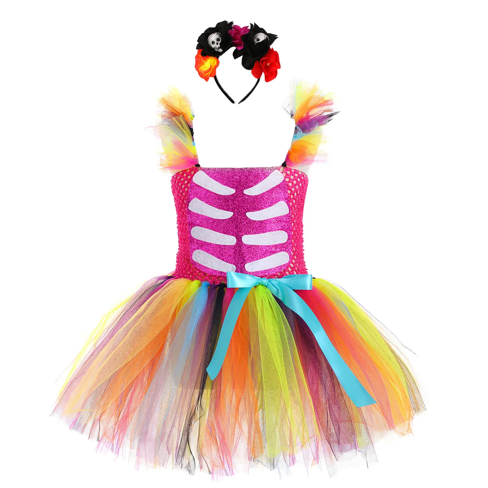 

2PCS Kids Cosplay Baby Girls Dresses Halloween Dresses Halloween Costumes Witch Clothing Seleevless Multicolor Cosplay Vestir