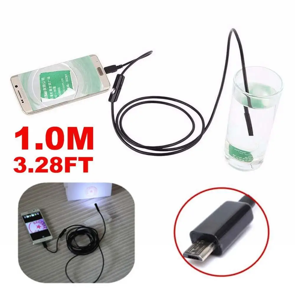 1 м 5 мм Android эндоскоп Водонепроницаемый Бороскоп Инспекционная камера 6LED Cam |