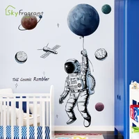 space theme astronaut wall sticker dormitory living room wall decor self adhesive bedroom 3d kids room decoration home decor