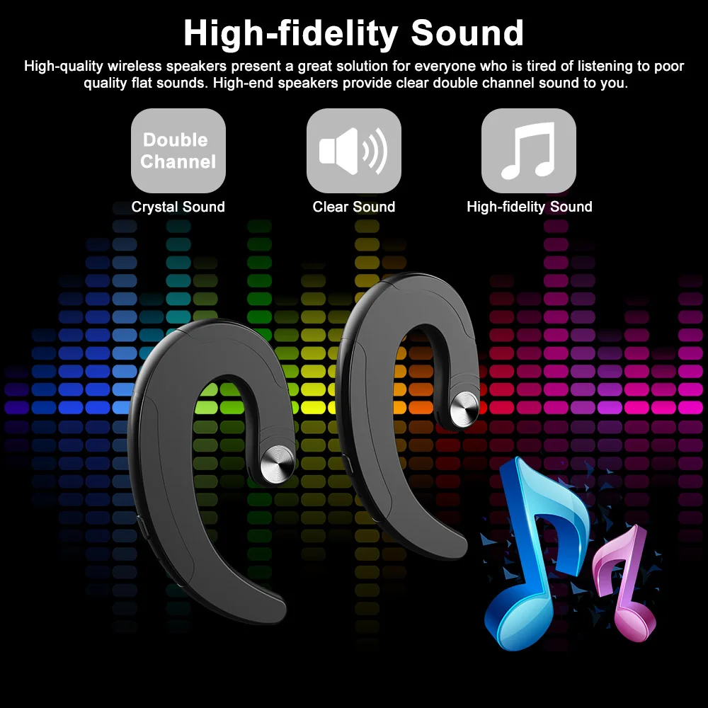 

Wireless Bluetooth Earphone Headphone Exquisite Earbuds Hook Headset Handsfree Bone Conduction Earphones Headphones With Mic