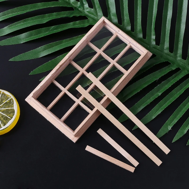 

New 1:12 Dollhouse 12-pane Wooden Window Frame Miniature Doll Houses 54DA