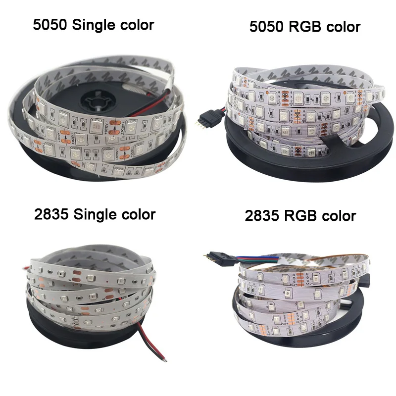 Светодиодная лента RGB, светильник 5050, 2835, 12 В постоянного тока, неоновая лента, водонепроницаемая, гибкая, светодиодный, Диодная лента, 60 светодиодный, s/m, 5 м, 12 В, Светодиодная лента для украшения дома