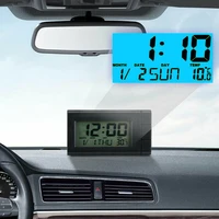 1x mini digital clock date time temperature for car dashboard table desk accessories portable auto car interior clock universal