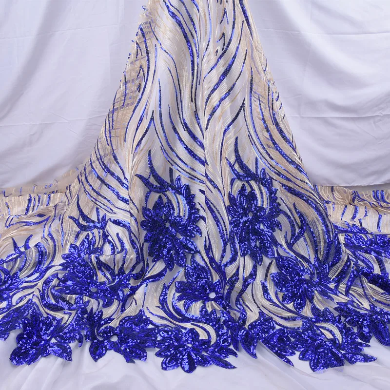 

Luxury Sequin Embroidery lace fabric dubai sewing High Quality tulle fabric African Sequin lace fabric for Christmas party dress