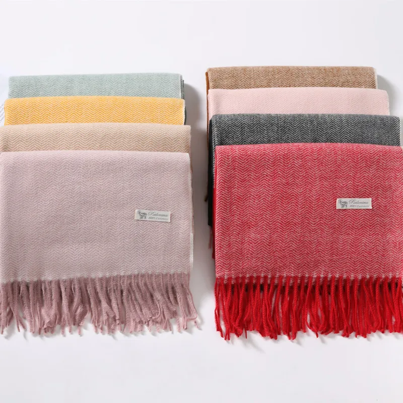 Новый Модный зимний шарф женский Теплый двухцветный кашемировый Большой и