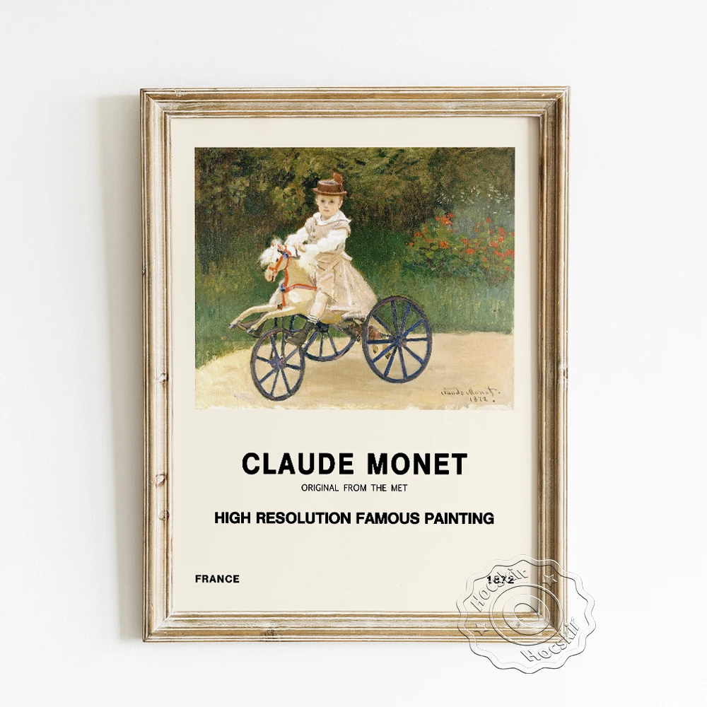 

Claude Monet Exhibition Museum Prints Poster, Jean Monet On His Hobby Horse Canvas Painting, Vintage Art Wall Picture Home Decor