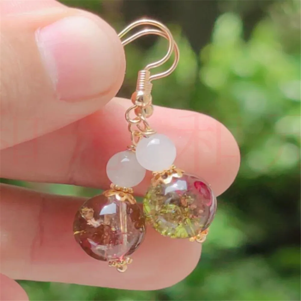 

Elegant Natural yellow Crystal Earrings Ping buckle 18KGP Accessories Christmas Freshwater Wedding Ms gift CARNIVAL Aquaculture