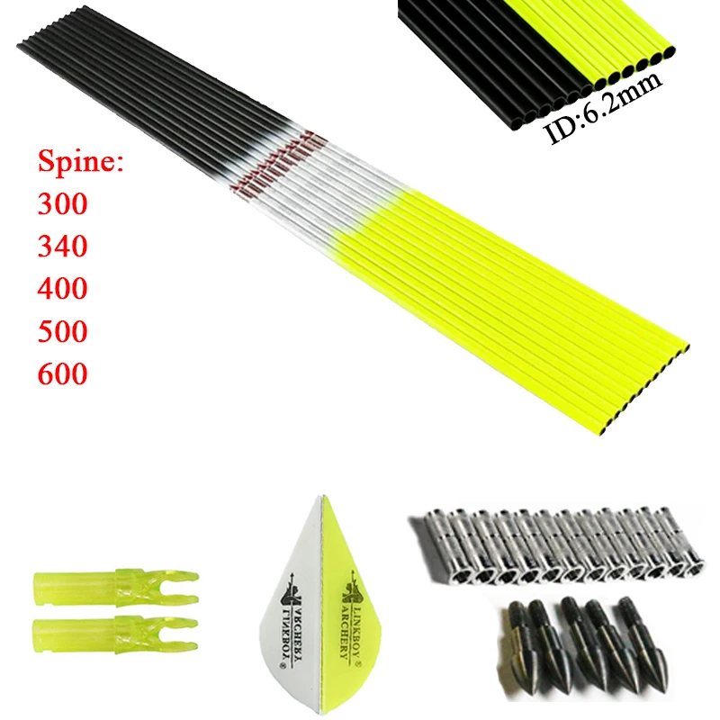 Стрелы из углеродного сплава Linkboy стрелы для стрельбы лука 300 340 400 500 30/32 дюйма ID 600
