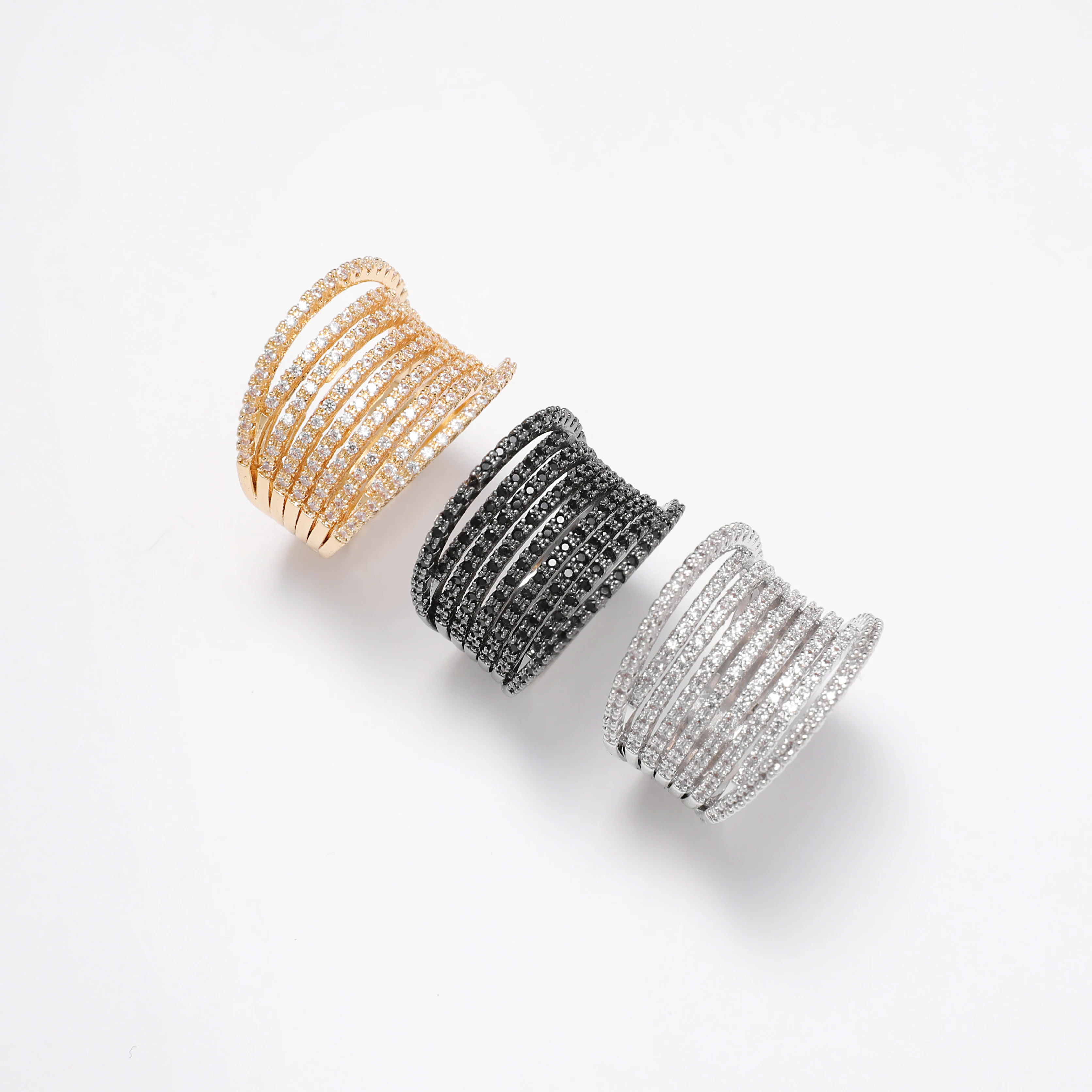 

White Black Zircon Fashion Design Ring AAA Zircon Finger Rings For Women Jewelry Party Gift