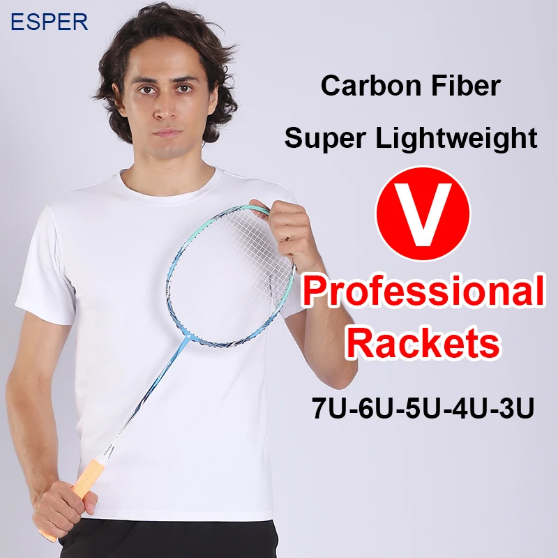 

ESPER V Series Badminton Racket Professional Lightweight Carbon Fiber Racquet Graphite High Quality Durable For Adult With Gifts