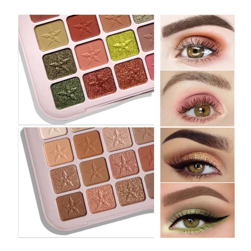 

20 Colors Bright Glitter Eyeshadow Palette Natural High Pigmented Purple Pink Makeup Colorful Vibrant Make Up Pallets Kit