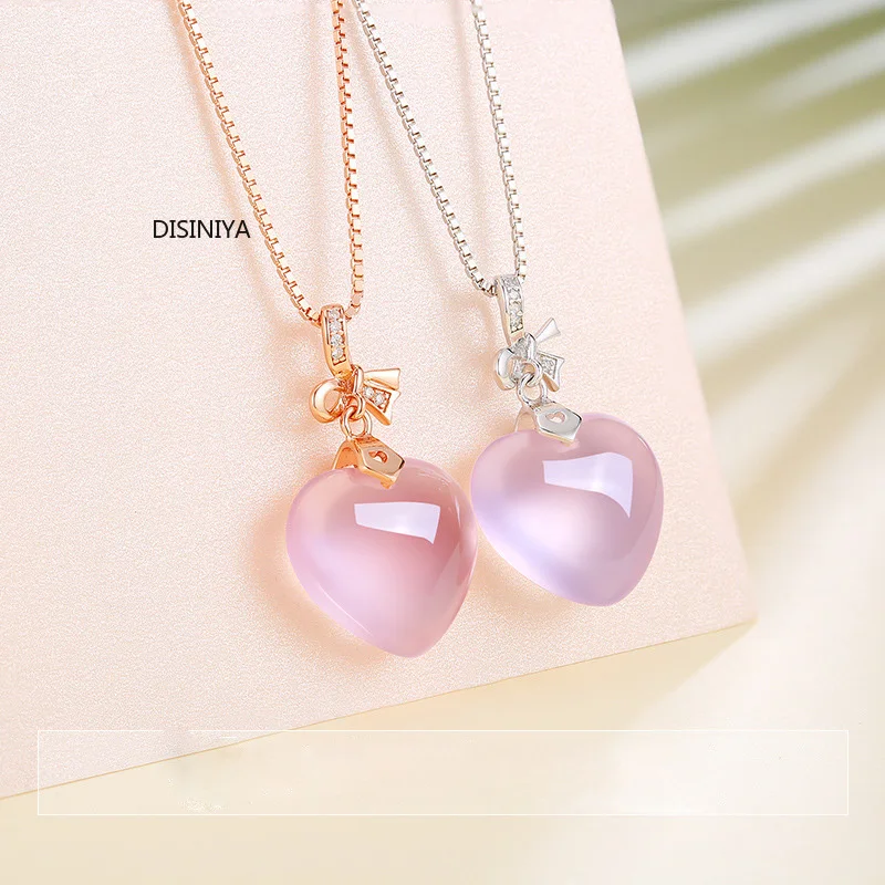 Ожерелье с розовым опалом DISINIYA розовое золото Росс кварц CZ сердце для женщин и