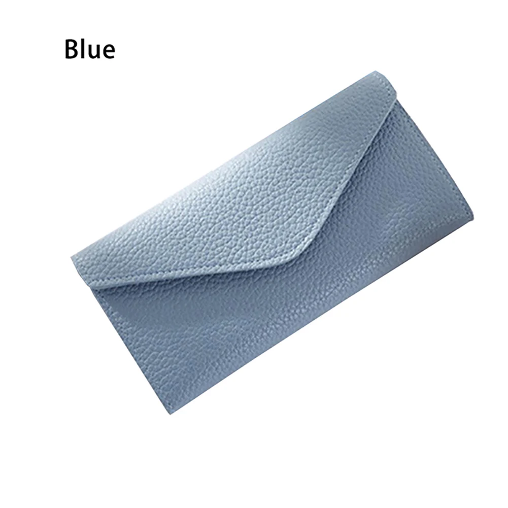 Blue Новинка, Женский Длинный кошелек-конверт из искусственной кожи, Одноцветный кошелек на застежке, кошелек для монет, держатель для карт вечерние клатчи, сумочка для денег - Цвет: Blue