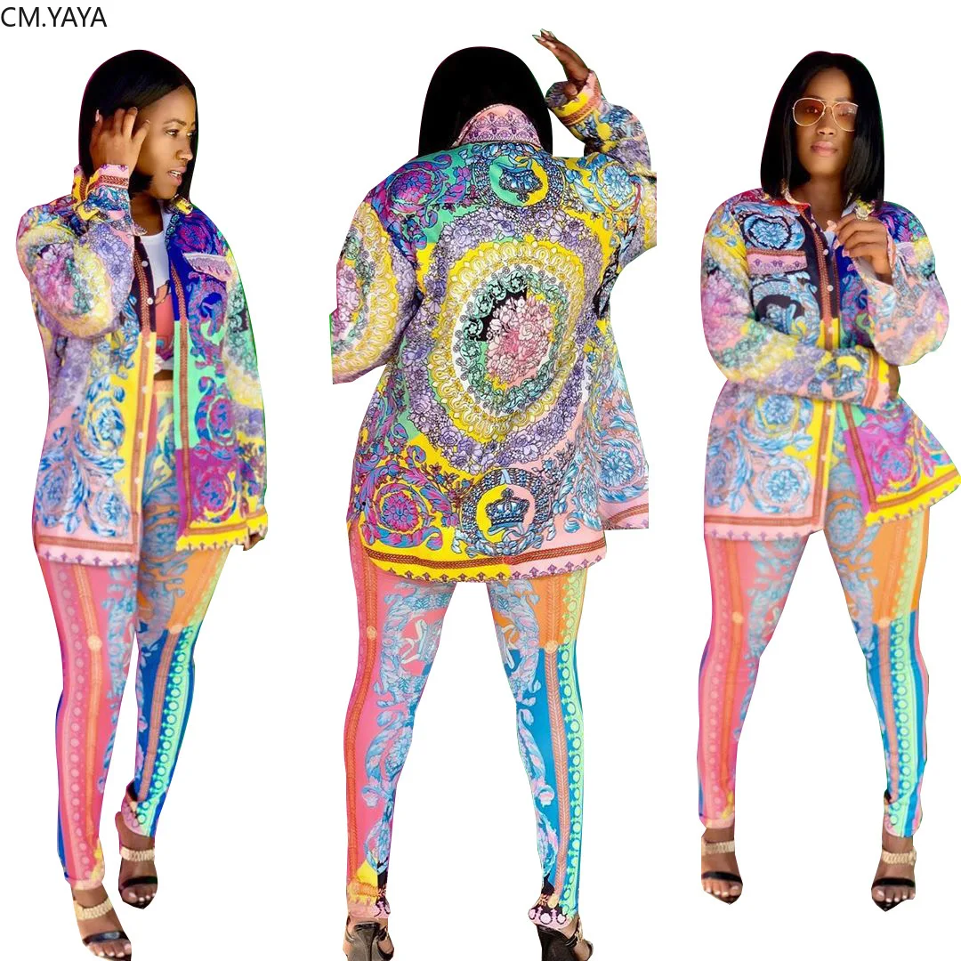 Осенне-зимний женский спортивный костюм рубашка с Африканским принтом +