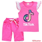 Tik Tok, для детей, для девочек, фирменный комплект одежды для маленьких мальчиков, хлопковая летняя футболка с короткими рукавами и шорты для девочек детский спортивный костюм для детей подростков 2-16Year