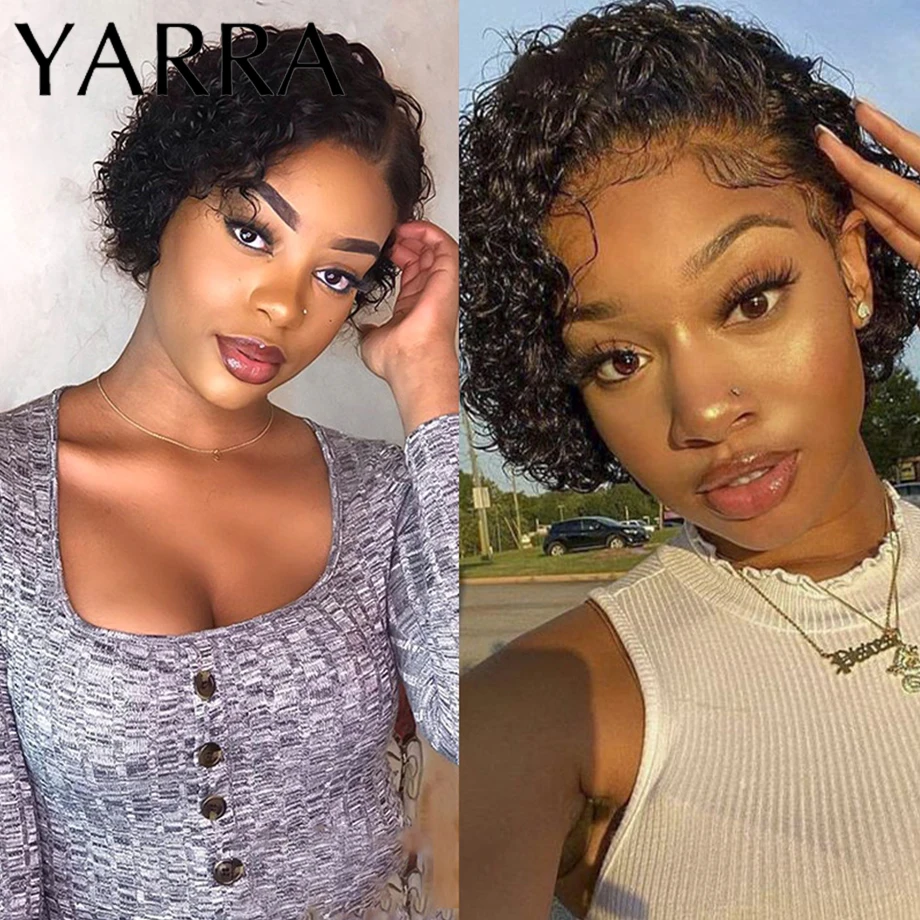 

Yarra Brazilian Water Wave Pixie Cut Wig 13×4×1 Lace Frontal Wig Pre-Plucket Remy Human Hair Wigs For Black Women 150% Density