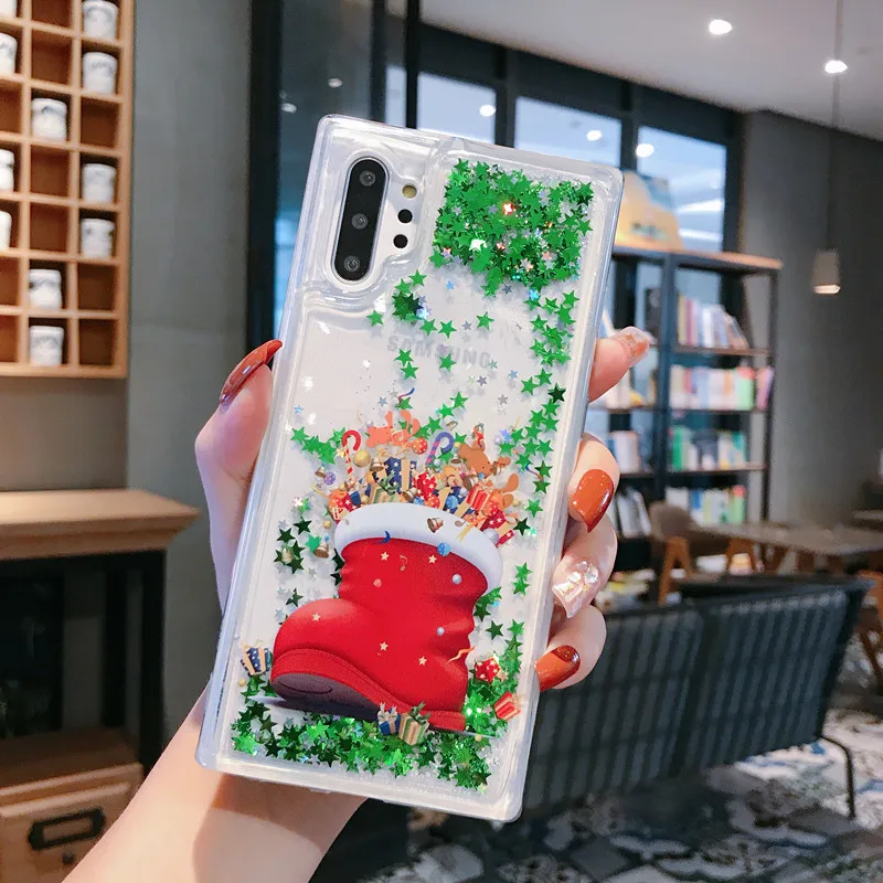 Чехол для samsung Note 10 Plus S10e S10 S9 S8 S7 Edge чехол Рождество Санта Клаус Лось Блестящий