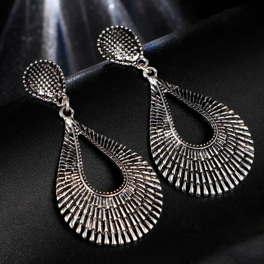 Винтажные большие серьги-капли для женщин тибетские антикварные серебряные